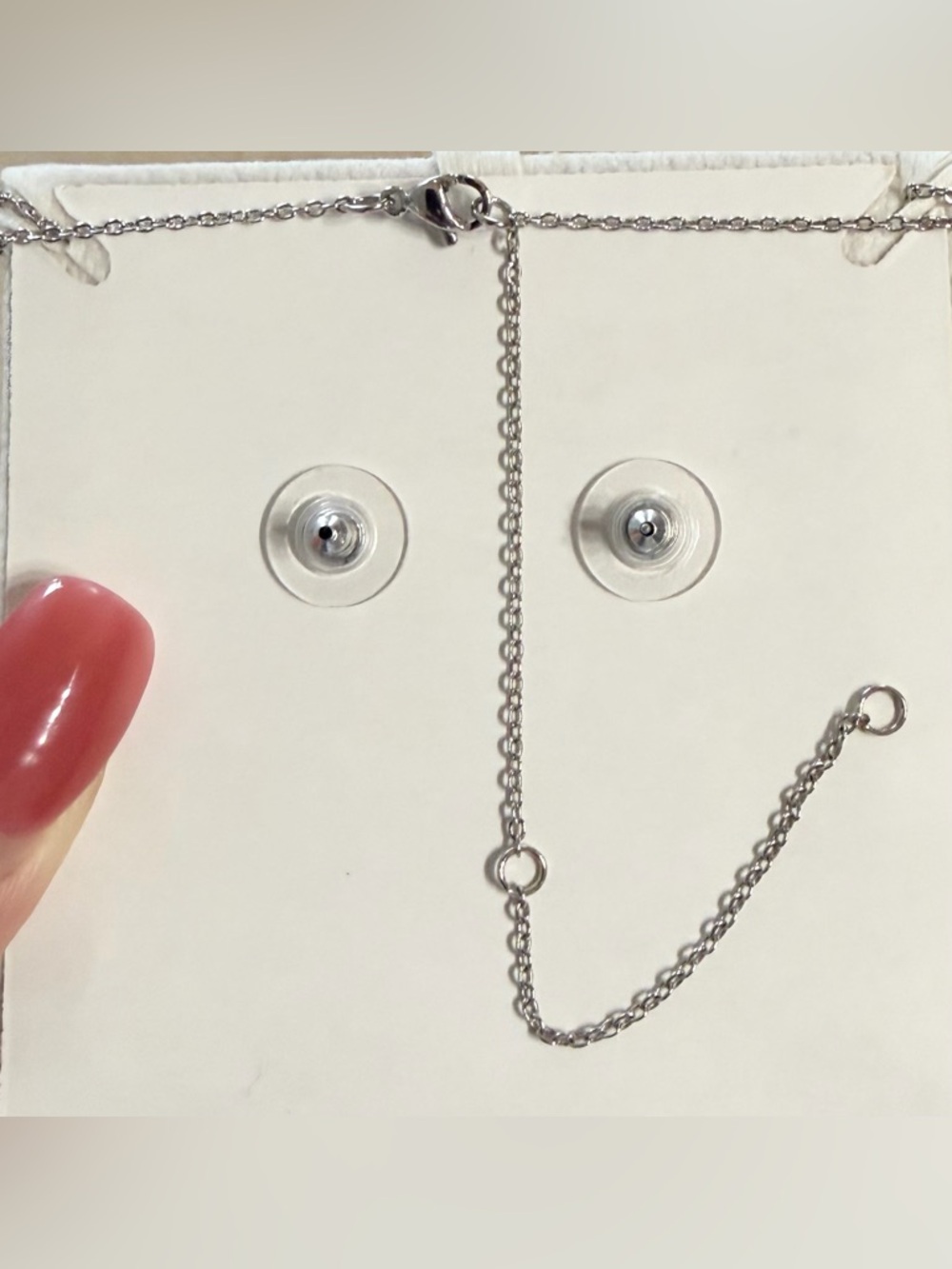 Silver Tone Rhinestone Swirl Necklace & Stud Earrings Set Adjustable - Picture 9 of 10